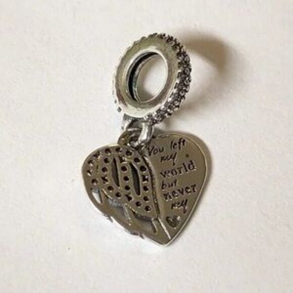 Silver Heart Charm with Crystals - Picture 4 of 5